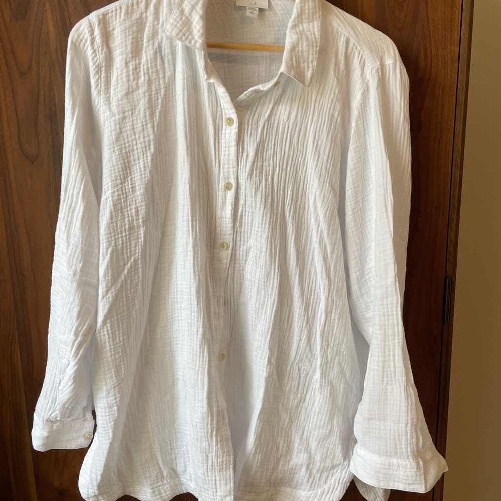 J. Jill White Textured Gauze Shirt